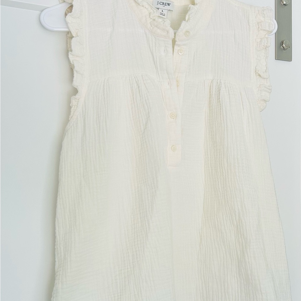 J.Crew Sleeveless Gauze Ruffle Top